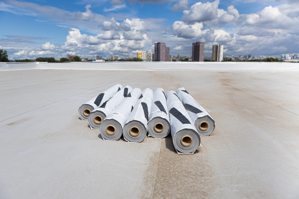 Roofing,Pvc,Membrane,In,Rolls.,Industrial,Roof.